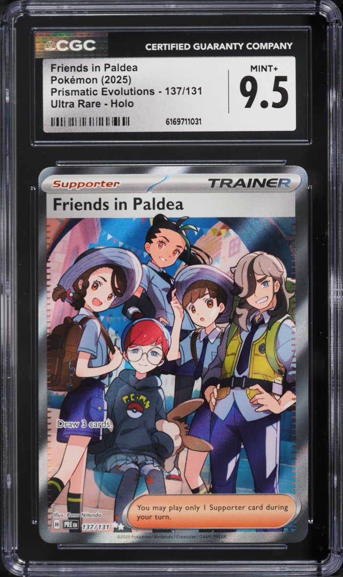 2025 Pokemon SV Prismatic Evolutions Full Art Friends In Paldea #137 CGC 9.5 MINT+