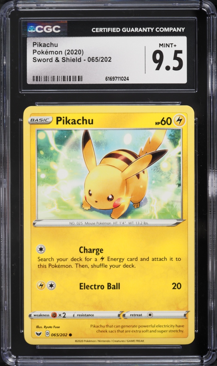 2020 Pokemon Sword & Shield Pikachu #65 CGC 9.5 MINT+