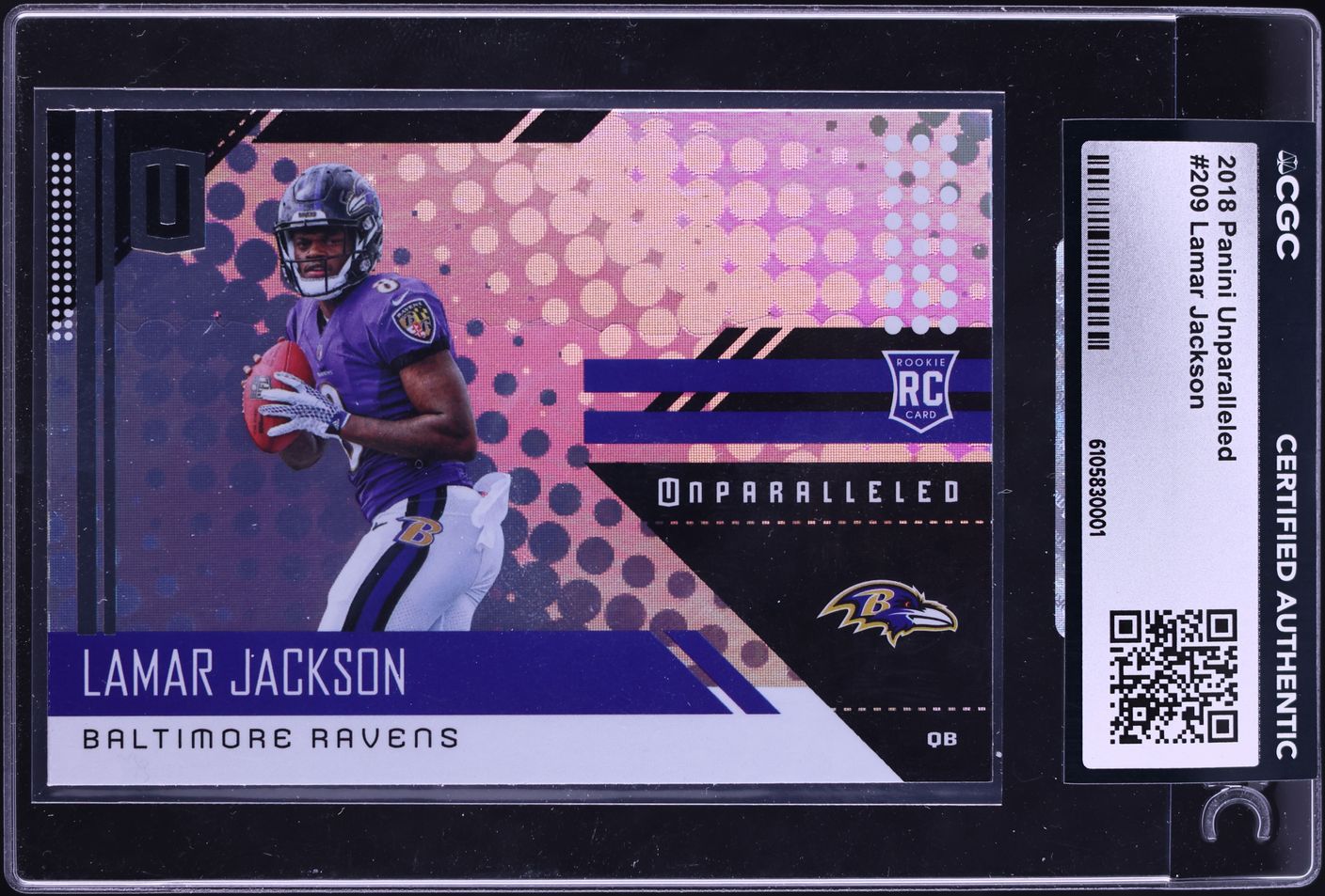 2018 Panini Unparalleled Lamar Jackson ROOKIE #209 CGC AUTH