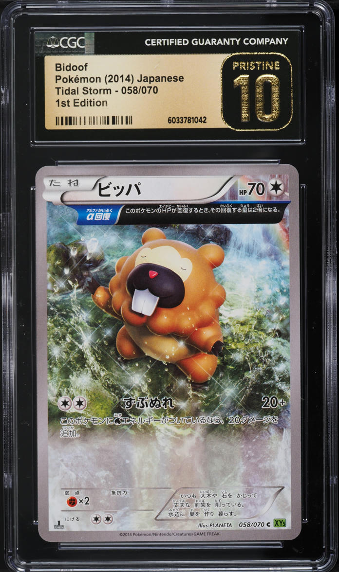 2014 Pokemon Japanese Xy Tidal Storm 1st Edition Bidoof #58 CGC 10 Pristine
