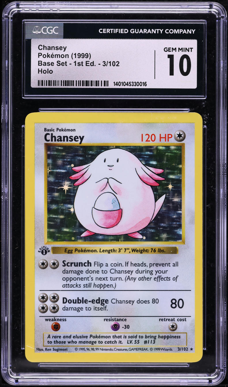 1999 Pokemon Base Set 1st Edition Holo Chansey #3 CGC 10 GEM MINT - Main Image