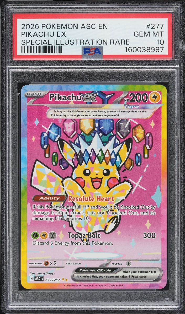 2026 Pokemon Mega Evolution Ascended Heroes SIR Pikachu ex #277 PSA 10 GEM MINT