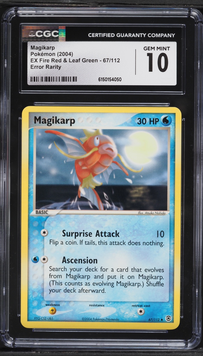 2004 Pokemon EX Fire Red & Leaf Green Error Rarity Magikarp #67 CGC 10 GEM MINT
