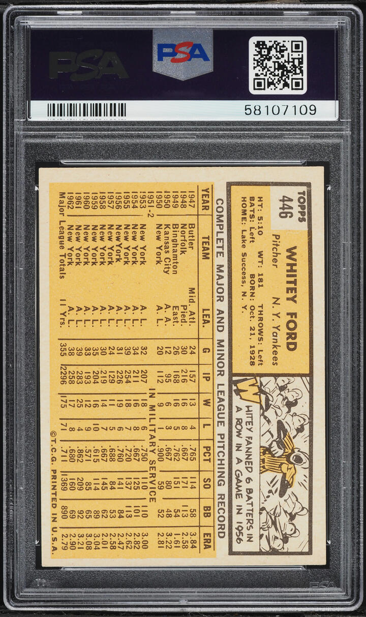 1963 Topps Whitey Ford #446 PSA 5 EX