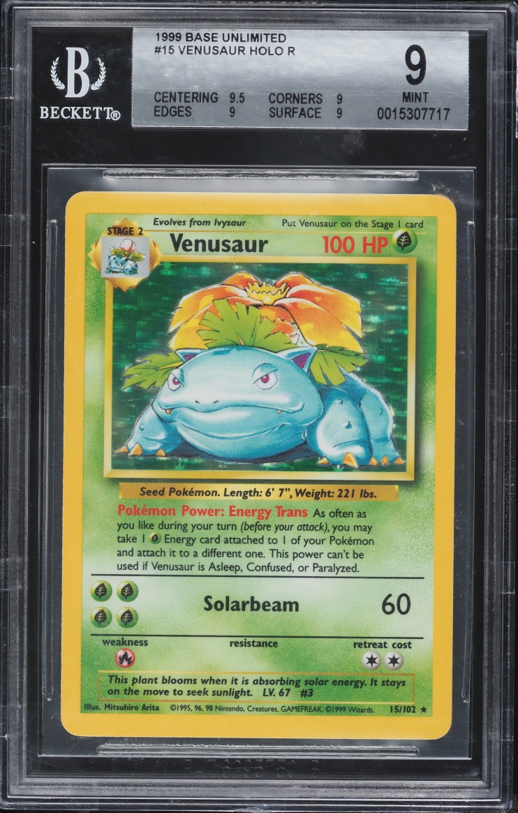 1999 Pokemon Base Set Holo Venusaur #15 BGS 9 MINT