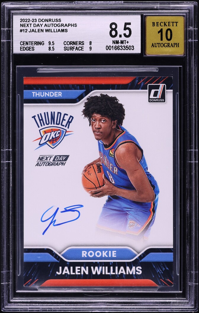 2022 Donruss Next Day Jalen Williams ROOKIE AUTO #ND-JWT BGS 8.5 NM-MT+