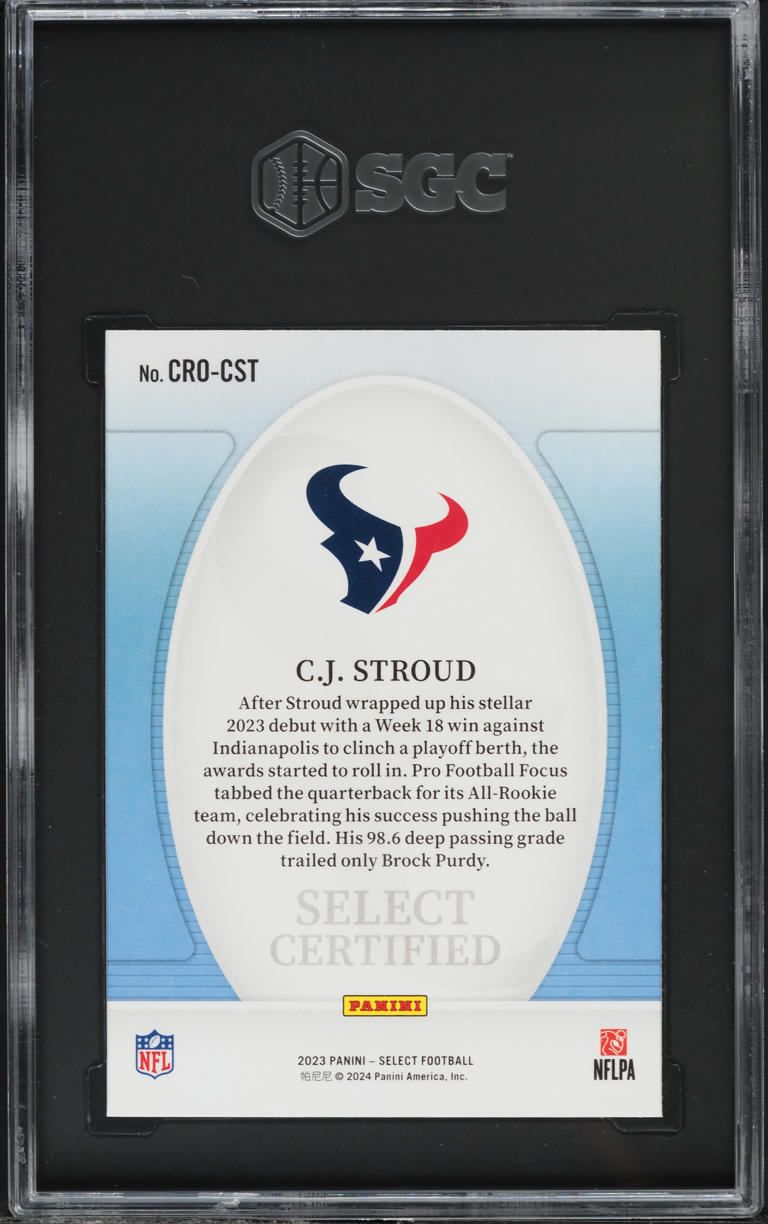 2023 Select Certified C.J. Stroud ROOKIE #CRO-CST SGC 10 GEM MINT