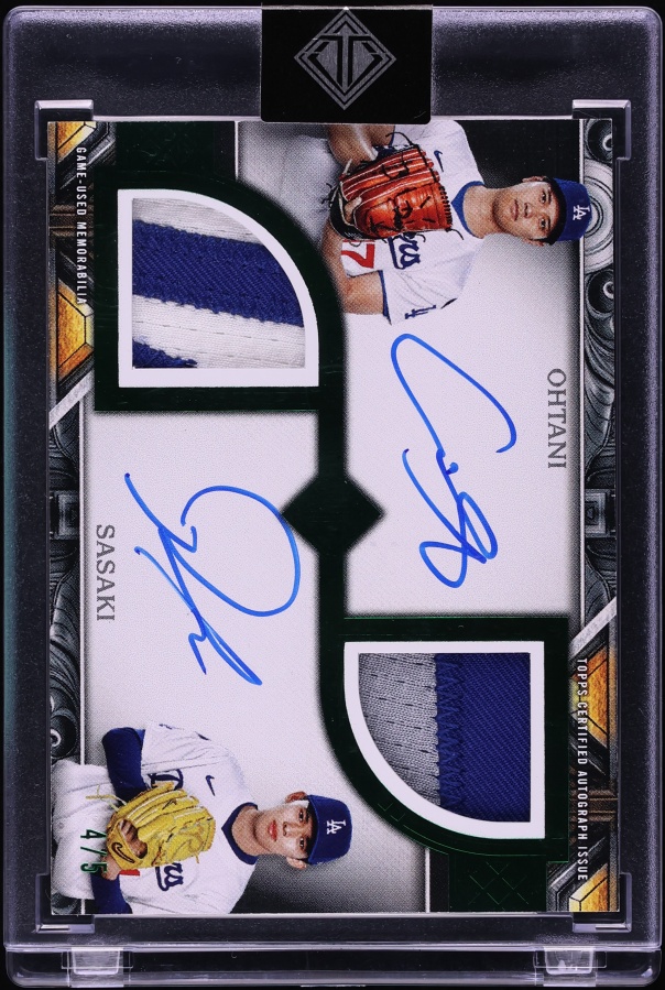 2025 Topps Transcendent Collection Emerald Shohei Ohtani Roki Sasaki RC PATCH AUTO /5 #DPA-OS
