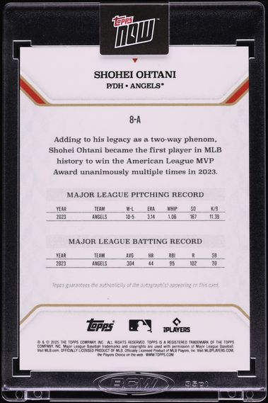 2025 Topps MLB MVP Collection Red Foil Shohei Ohtani AUTO 1/5 #8-A