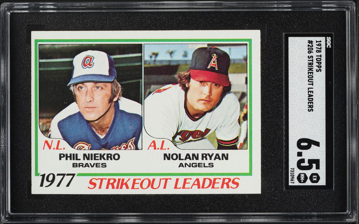 1978 Topps Nolan Ryan & Phil Niekro STRIKEOUT LDRS #206 SGC 6.5 EXMT+
