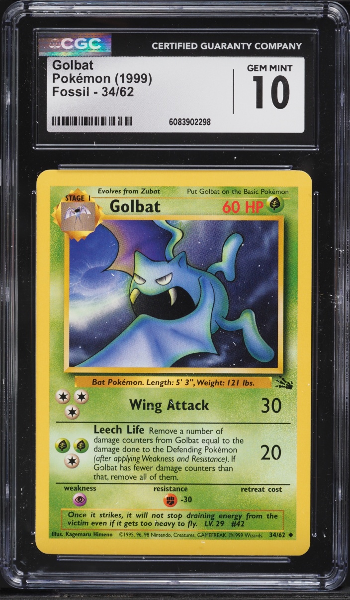 1999 Pokemon Fossil Golbat #34 CGC 10 GEM MINT