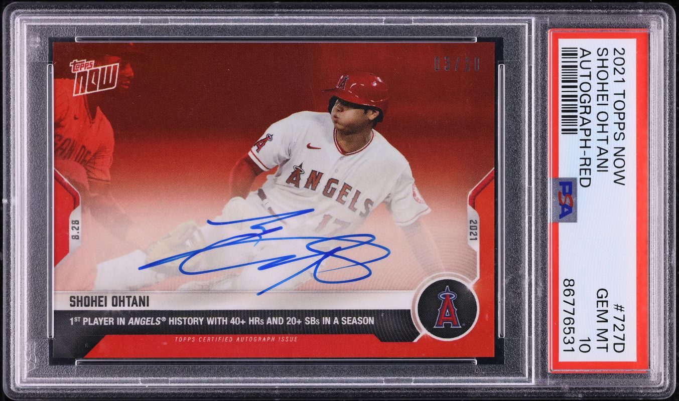 2021 Topps Now Red Shohei Ohtani AUTO /10 #727D PSA 10 GEM MINT on