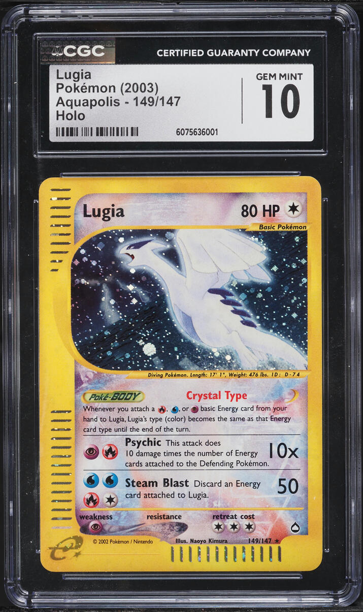 2003 Pokemon Aquapolis Holo Crystal Lugia #149 CGC 10 GEM MINT