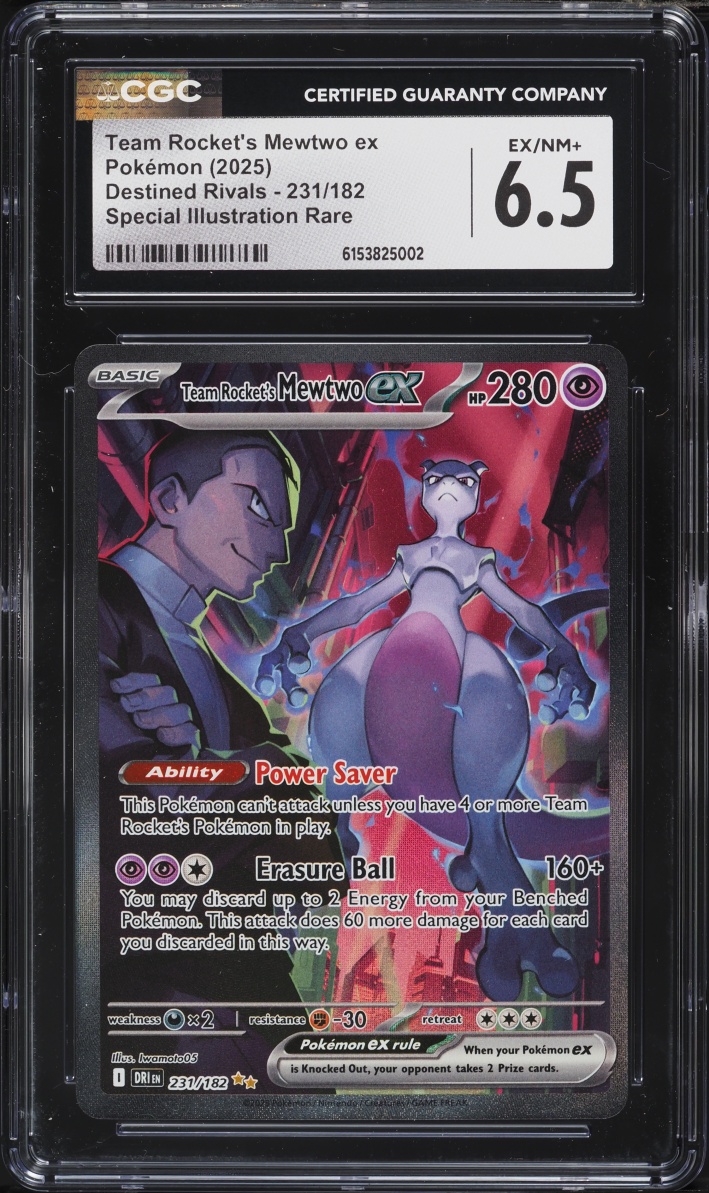 2025 Pokemon Scarlet & Violet Destined Rivals SIR Team Rocket's Mewtwo ex #231 CGC 6.5 EXMT+