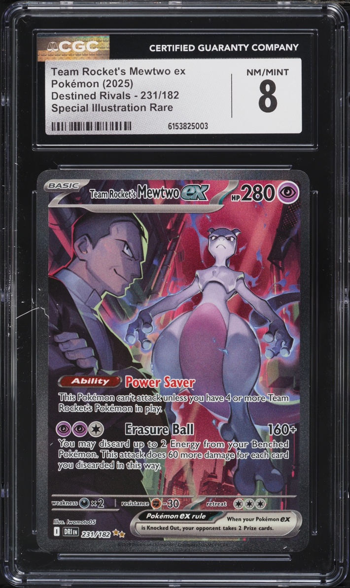 2025 Pokemon Scarlet & Violet Destined Rivals SIR Team Rocket's Mewtwo ex #231 CGC 8 NM-MT