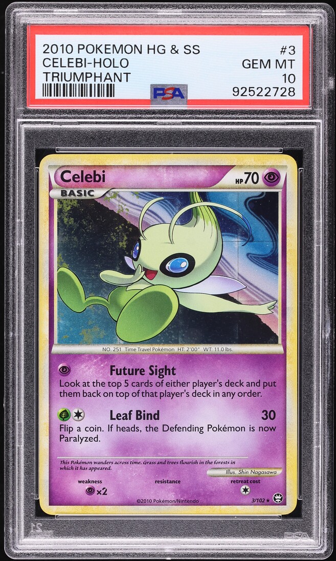 2010 Pokemon HeartGold & SoulSilver Triumphant Holo Celebi #3 PSA 10 GEM MINT