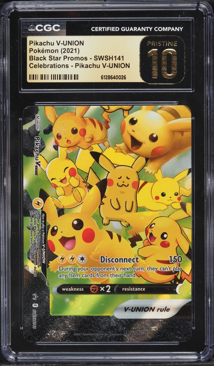 2021 Pokemon Sword & Shield Promo Celebrations Holo Pikachu V-UNION #SWSH141 CGC 10 PRISTINE