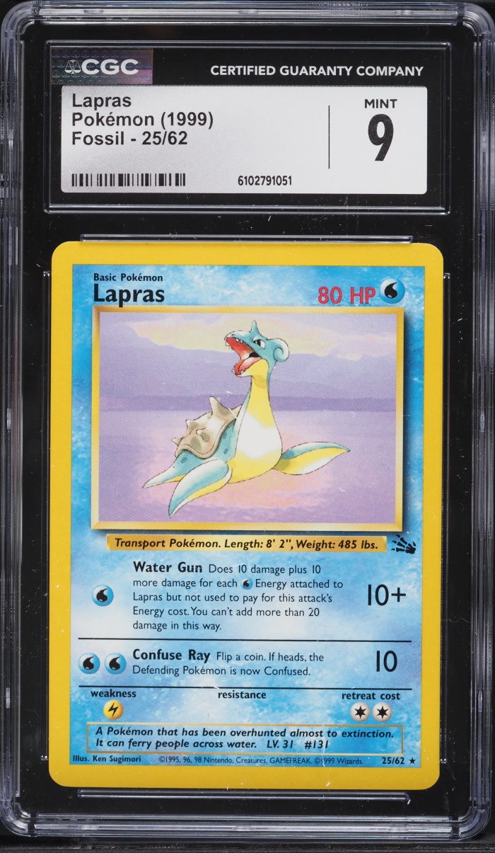 1999 Pokemon Fossil Lapras #25 CGC 9 MINT