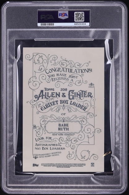 2018 Topps Allen & Ginter Cabinet Box Loaders Babe Ruth #BL-14 PSA 10 GEM MINT
