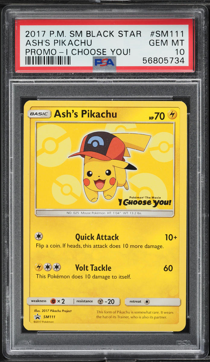 2017 Pokemon SM Black Star Promo I Choose You! Ash's Pikachu #SM111 PSA 10 GEM