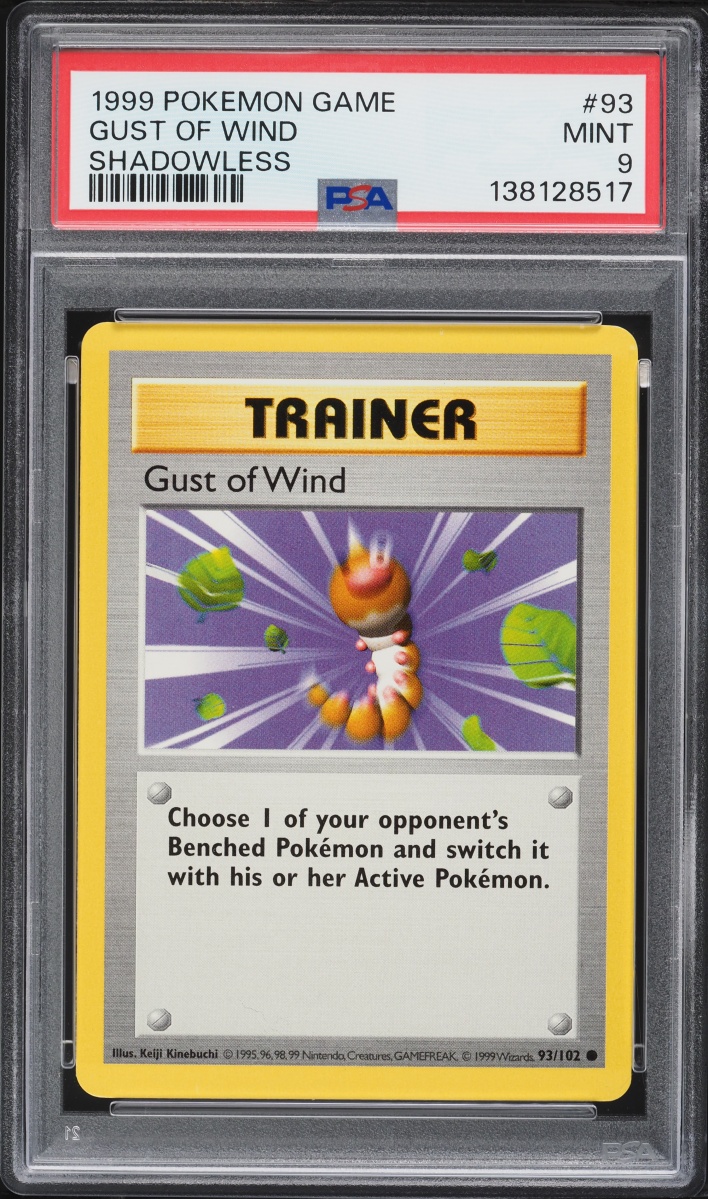 1999 Pokemon Base Set Shadowless Gust Of Wind #93 PSA 9 MINT