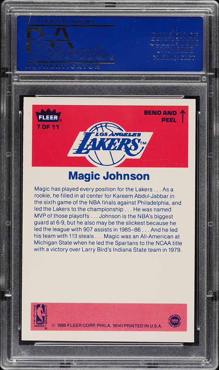 1986 Fleer Sticker Magic Johnson #7 PSA 10 GEM MINT