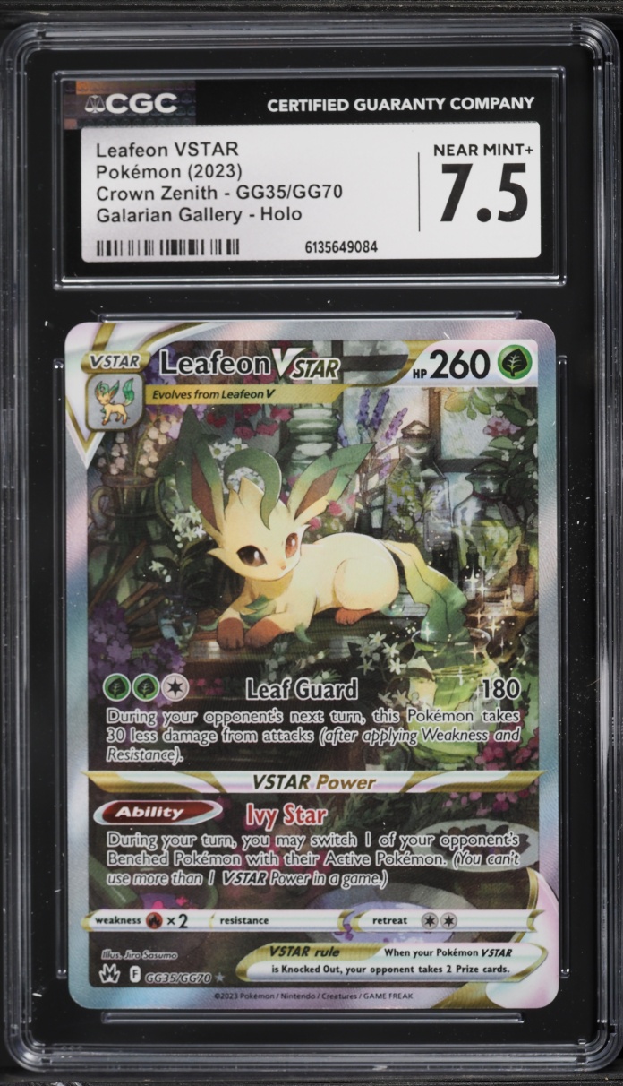 2023 Pokemon Sword & Shield Crown Zenith Alt Art Leafeon VSTAR #GG35 CGC 7.5 NRMT+