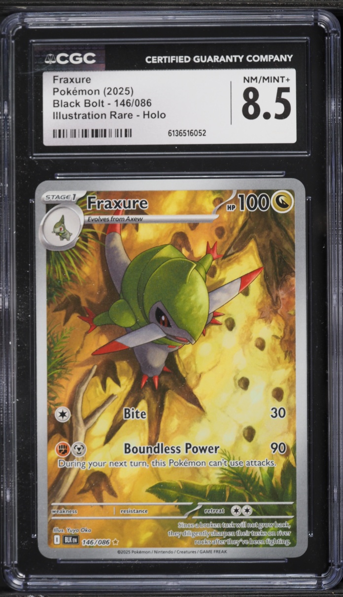 2025 Pokemon Scarlet & Violet Black Bolt IR Fraxure #146 CGC 8.5 NM-MT+