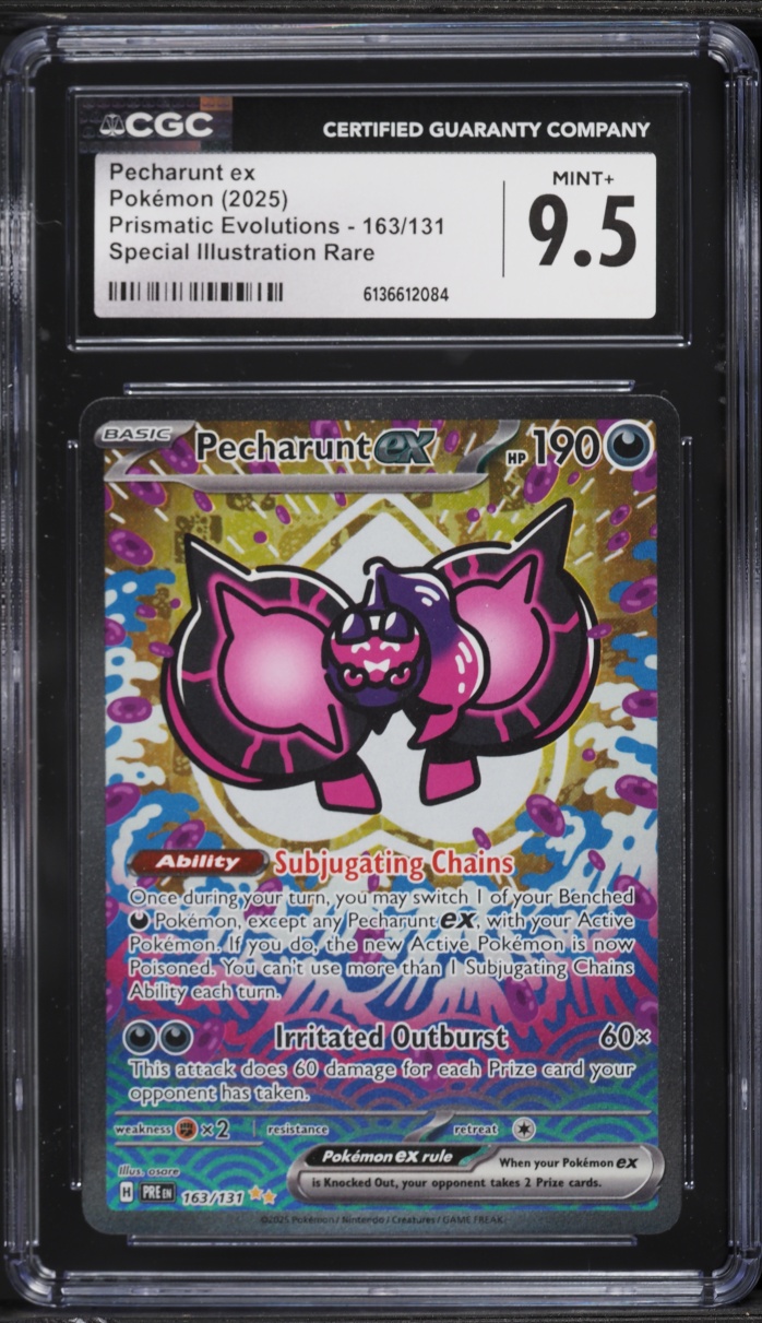 2025 Pokemon Scarlet & Violet Prismatic Evolutions SIR Pecharunt ex #163 CGC 9.5 MINT+