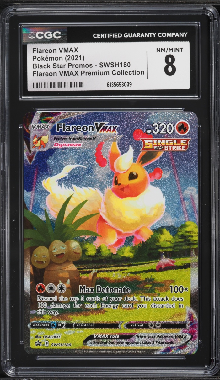 2021 Pokemon Sword & Shield Promo Premium Collection Alt Art Flareon VMAX #SWSH180 CGC 8 NM-MT