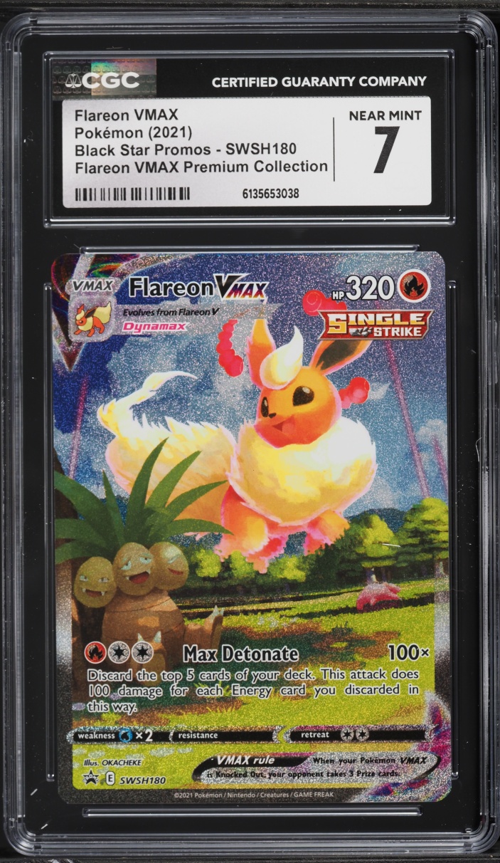 2021 Pokemon Sword & Shield Promo Premium Collection Alt Art Flareon VMAX #SWSH180 CGC 7 NRMT