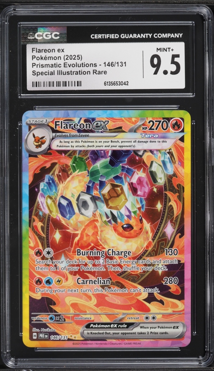 2025 Pokemon Scarlet & Violet Prismatic Evolutions SIR Flareon EX #146 CGC 9.5 MINT+