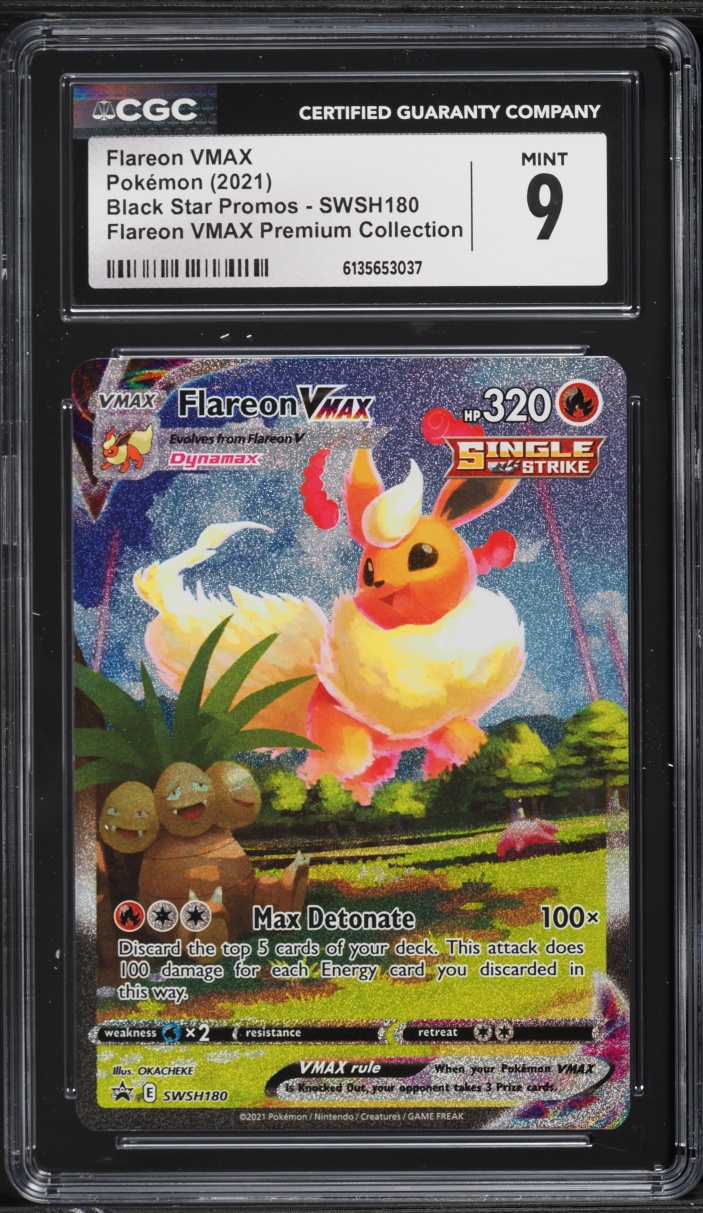 2021 Pokemon Sword & Shield Promo Premium Collection Alt Art Flareon VMAX #SWSH180 CGC 9 MINT