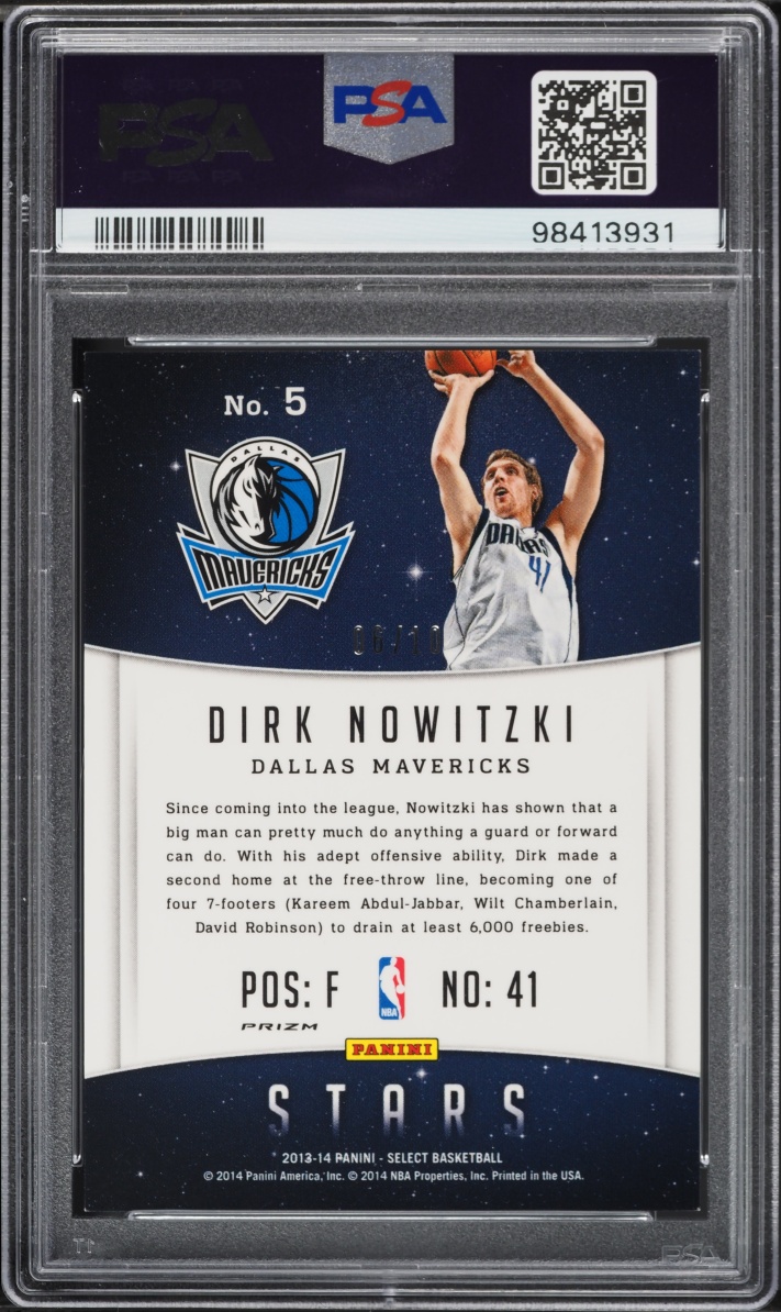 2013 Select Stars Gold Prizm Dirk Nowitzki /10 #5 PSA 8 NM-MT - Photo 2