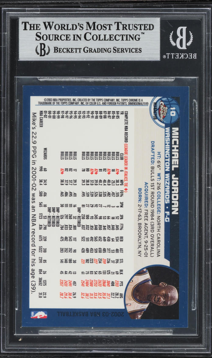 2002 Topps Chrome Refractor Michael Jordan #10 BGS 9 MINT