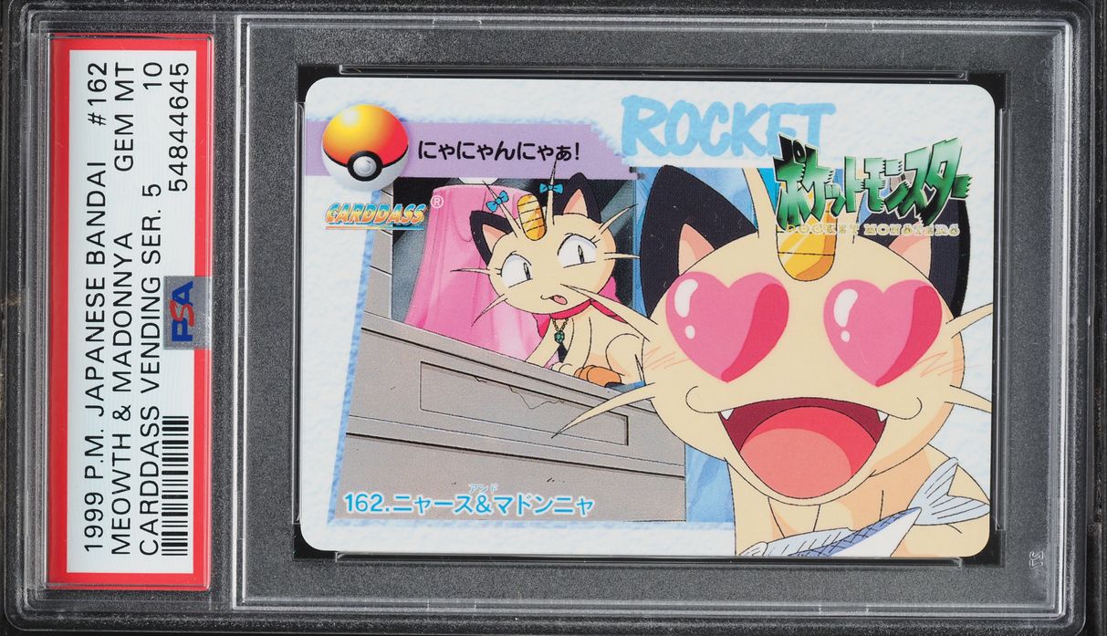 1999 Pokemon Japanese Bandai Carddass Vending 5 Meowth & Madonnya #162 PSA 10 GEM MINT