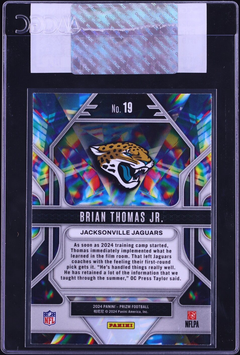 2024 Panini Prizm Prizmatic Brian Thomas Jr. ROOKIE #19 CGC AUTH