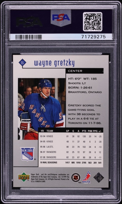 1998 Black Diamond Single Wayne Gretzky #55 PSA 10 GEM MINT