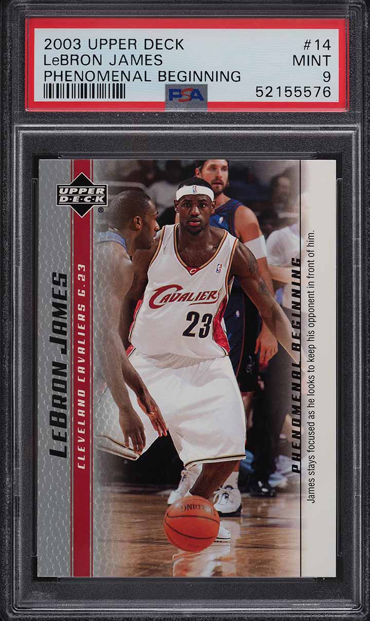 2003 Upper Deck Phenomenal Beginning LeBron James ROOKIE RC #14 PSA 9 ...