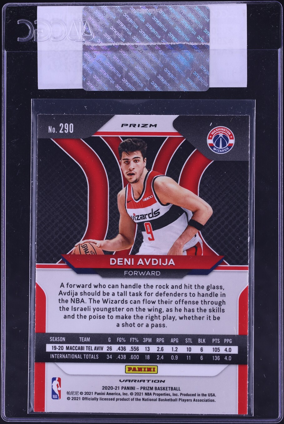2020 Panini Prizm Fast Break Variation Deni Avdija ROOKIE #290 CGC AUTH
