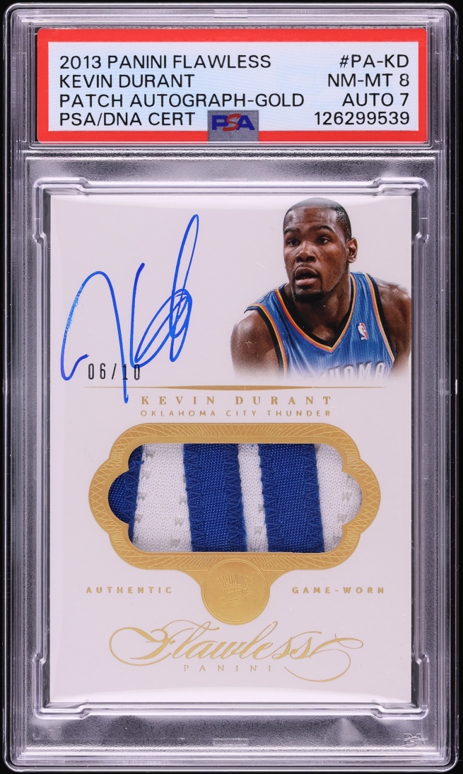 2013 Panini Flawless Gold Kevin Durant PATCH AUTO DNA 7 /10 #PA-KD PSA 8 NM-MT - Photo 1