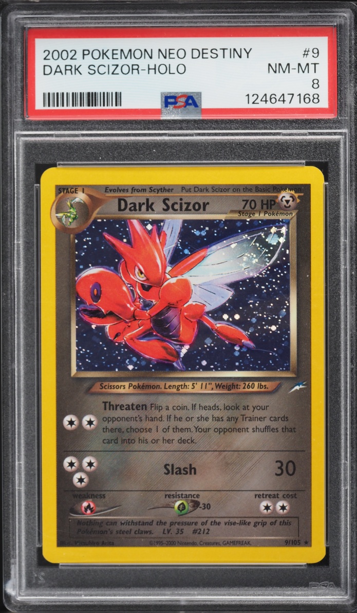 2002 Pokemon Neo Destiny Holo Dark Scizor #9 PSA 8 NM-MT