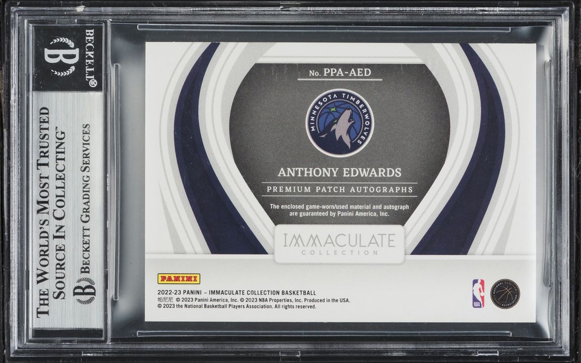 2022 Immaculate Collection Premium Platinum Anthony Edwards PATCH AUTO 1/1 #PPA-AED BGS 8 NM-MT