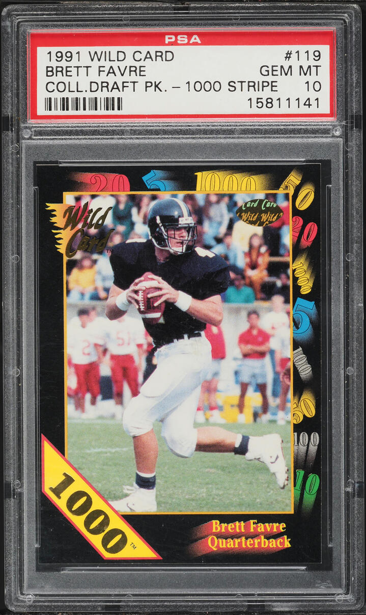 1991 Wild Card College Draft Picks 1000 Stripe Brett Favre ROOKIE #119 PSA 10 GEM MINT