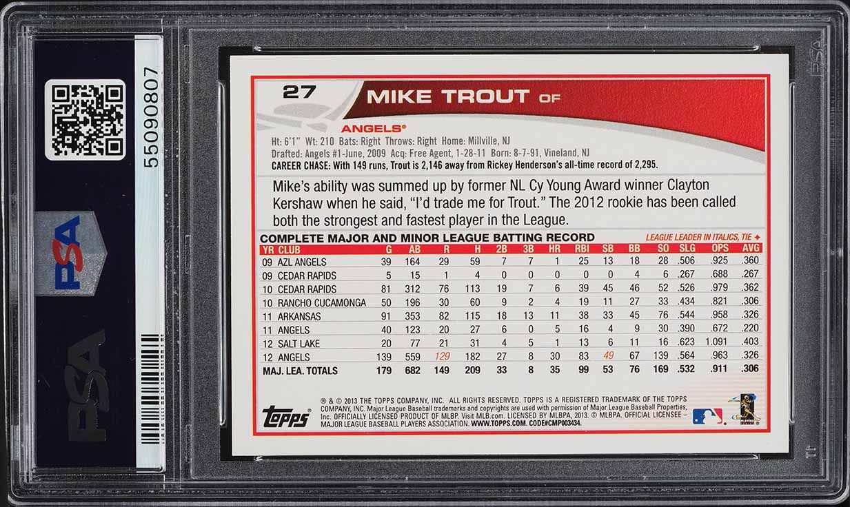 2013 Topps Opening Day Mike Trout #27 PSA 10 GEM MINT
