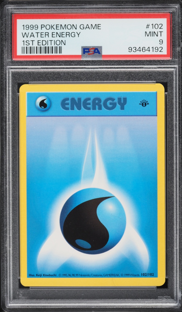 1999 Pokemon Base Set Shadowless 1st Edition Water Energy #102 PSA 9 MINT