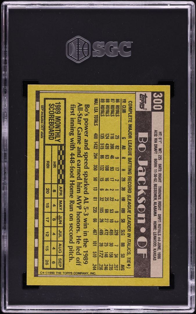 1990 Topps Bo Jackson #300 SGC 8 NM-MT
