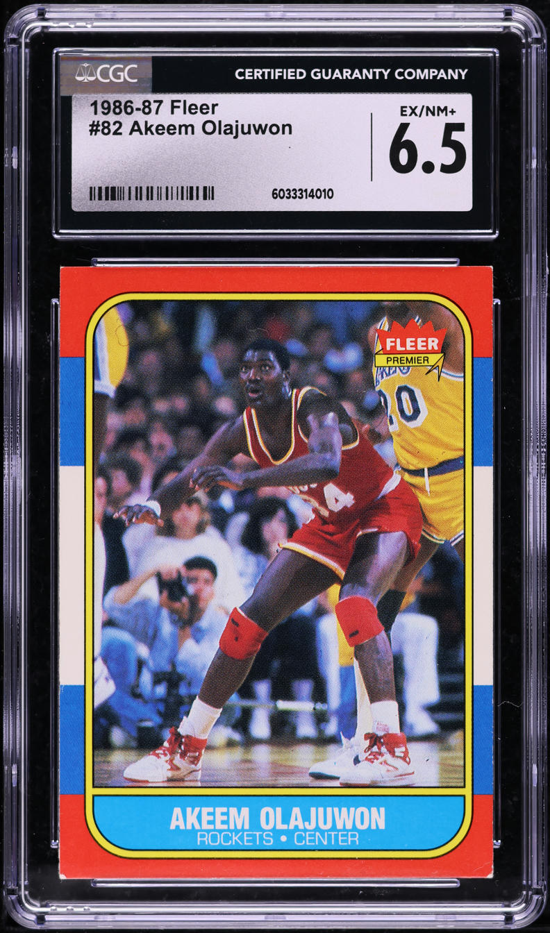 1986 Fleer Basketball Hakeem Olajuwon ROOKIE #82 CGC 6.5 EXMT+
