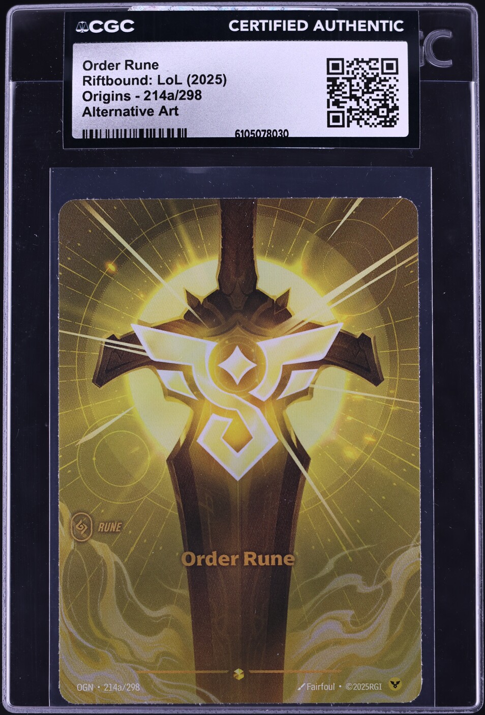 2025 Riftbound League Of Legends Origins Alt Art Order Rune #214a CGC ...