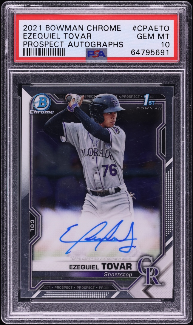2021 Bowman Chrome Ezequiel Tovar PROSPECT AUTO #CPA-ETO PSA 10 GEM MINT